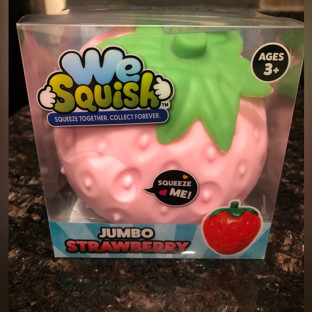 Jumbo Strawberry Kids Squishy Toy - Pink & Green